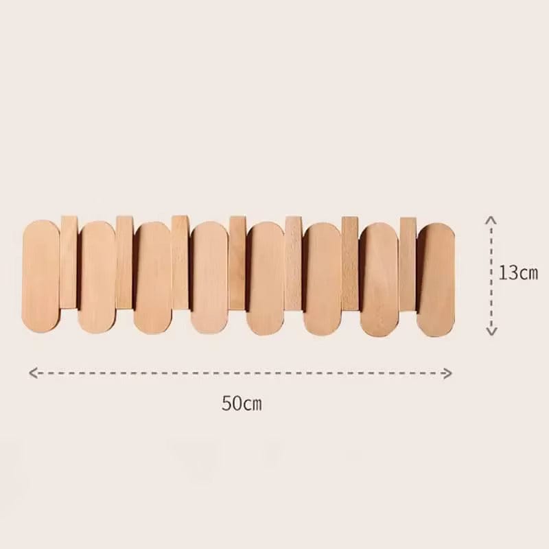 My Store Beige Porte Manteau Mural Grand Design arrondi bois claire