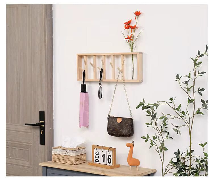 My Store Beige Porte Manteau Mural Petite Tige bois claire