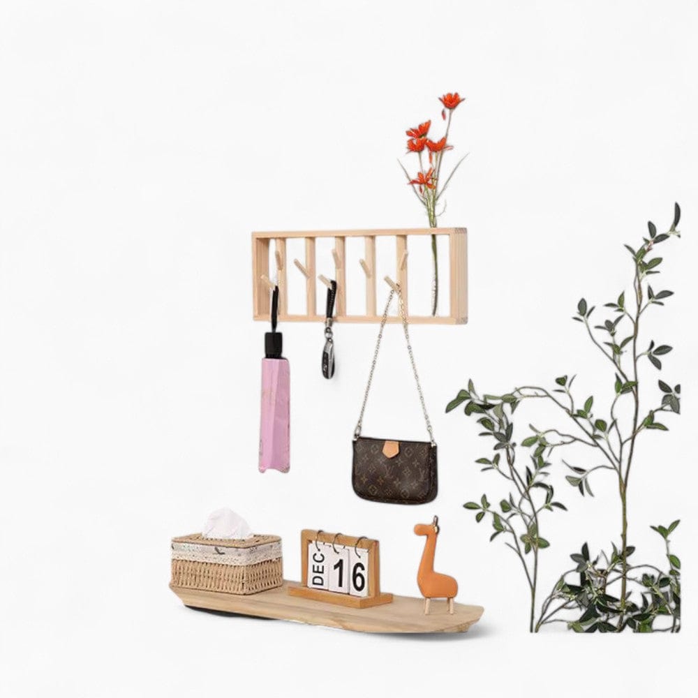 My Store Beige Porte Manteau Mural Petite Tige bois claire