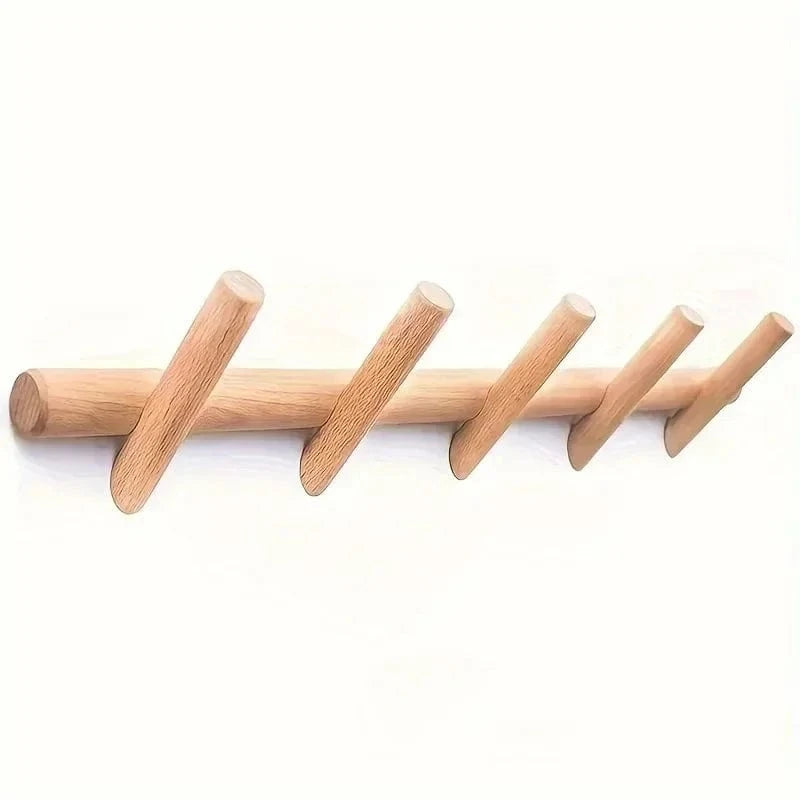 My Store Beige Porte Manteau Mural Rondin bois