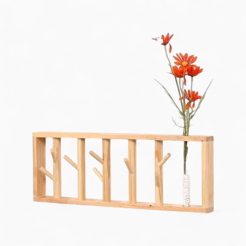 My Store Beige Porte Manteau Mural Tige bois claire