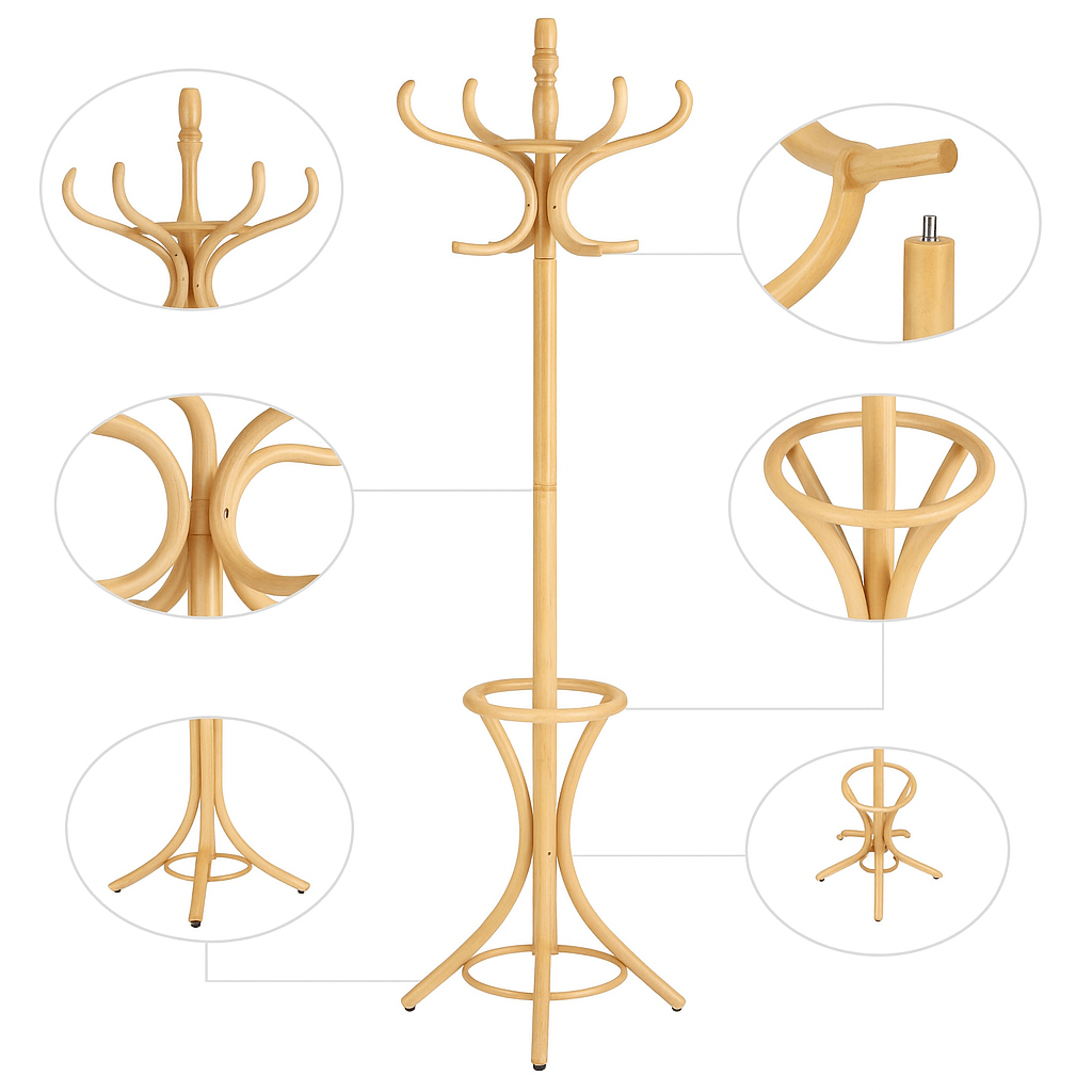 My Store Beige Porte Manteau Perroquet bois claire