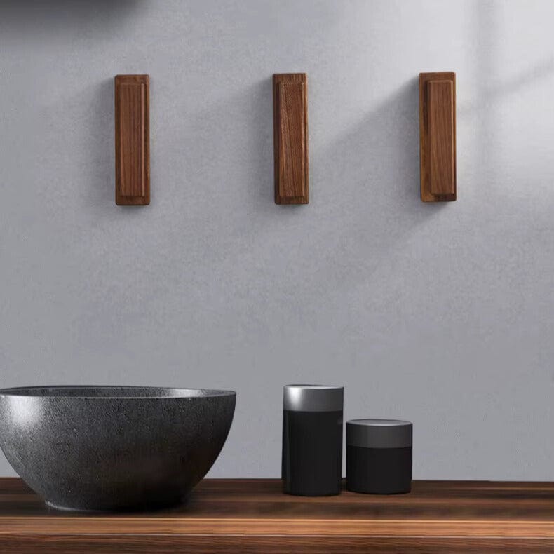 My Store Beige Porte Manteau salle de bain Barrette bois