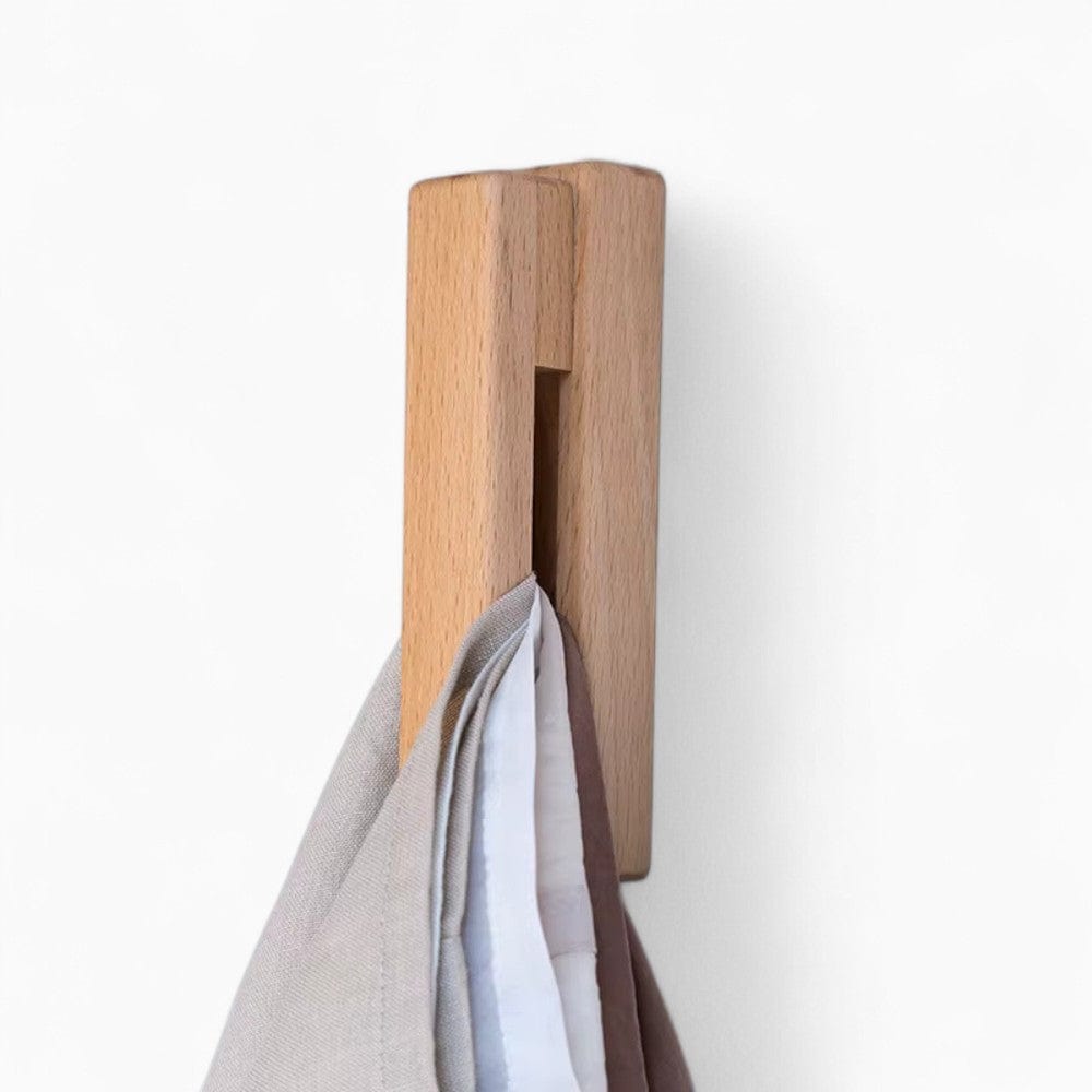 My Store Beige Porte Manteau salle de bain Barrette bois