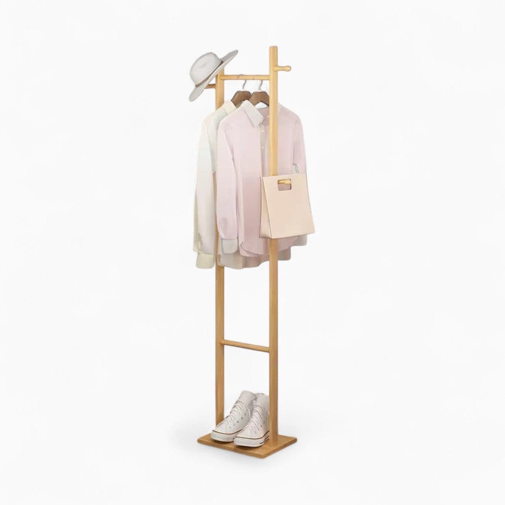 My Store Beige Porte Manteau sur Pied 2 Pied bois claire