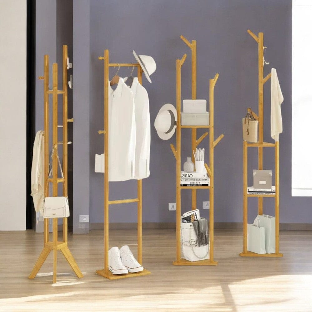 My Store Beige Porte Manteau sur Pied 3 Pied bois claire