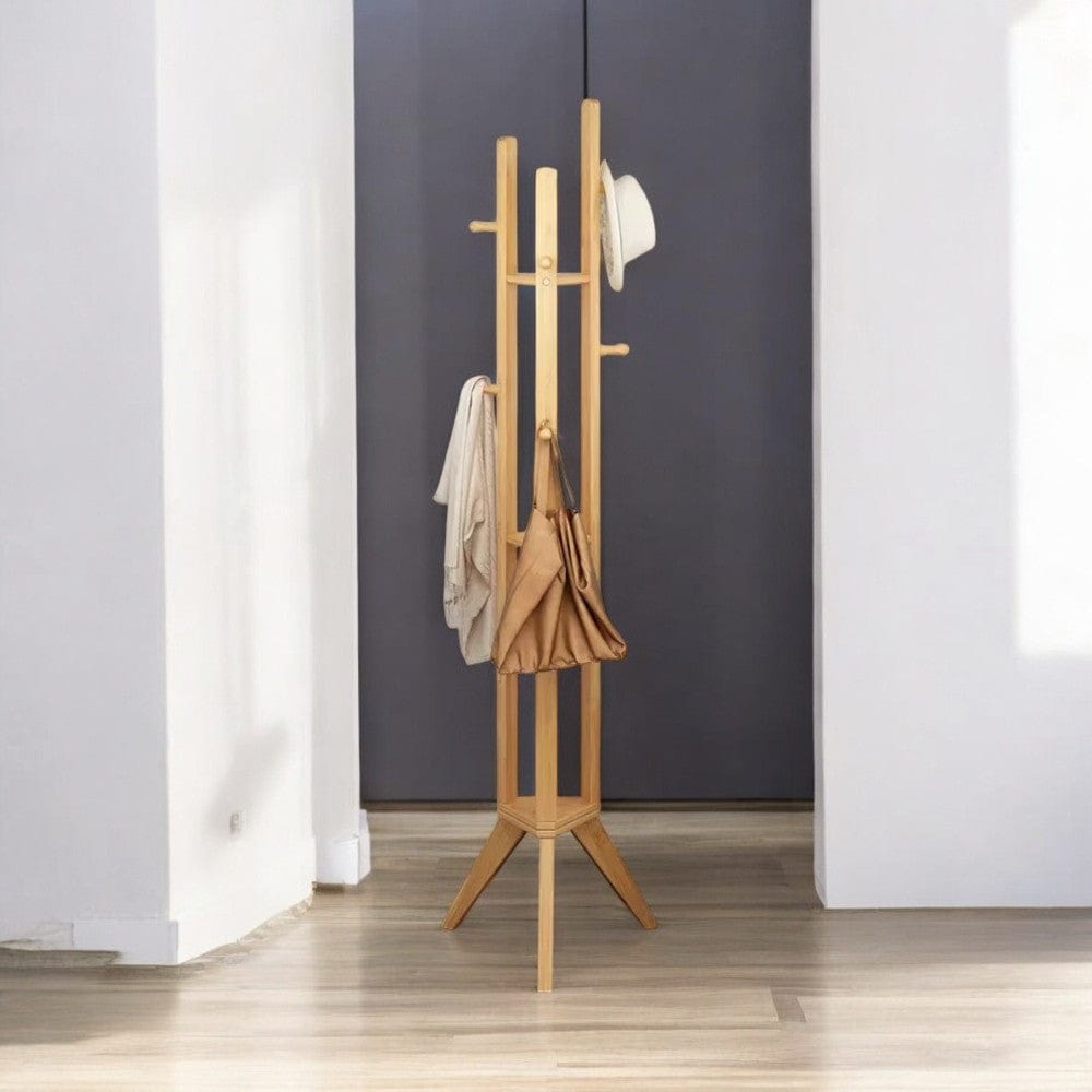 My Store Beige Porte Manteau sur Pied 3 Pied bois claire