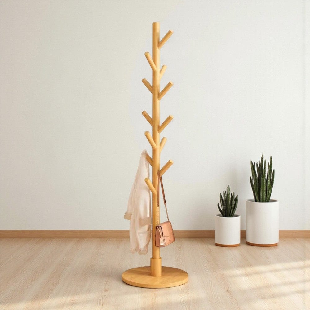 My Store Beige Porte Manteau sur Pied Arbre 12 Crochets bois claire