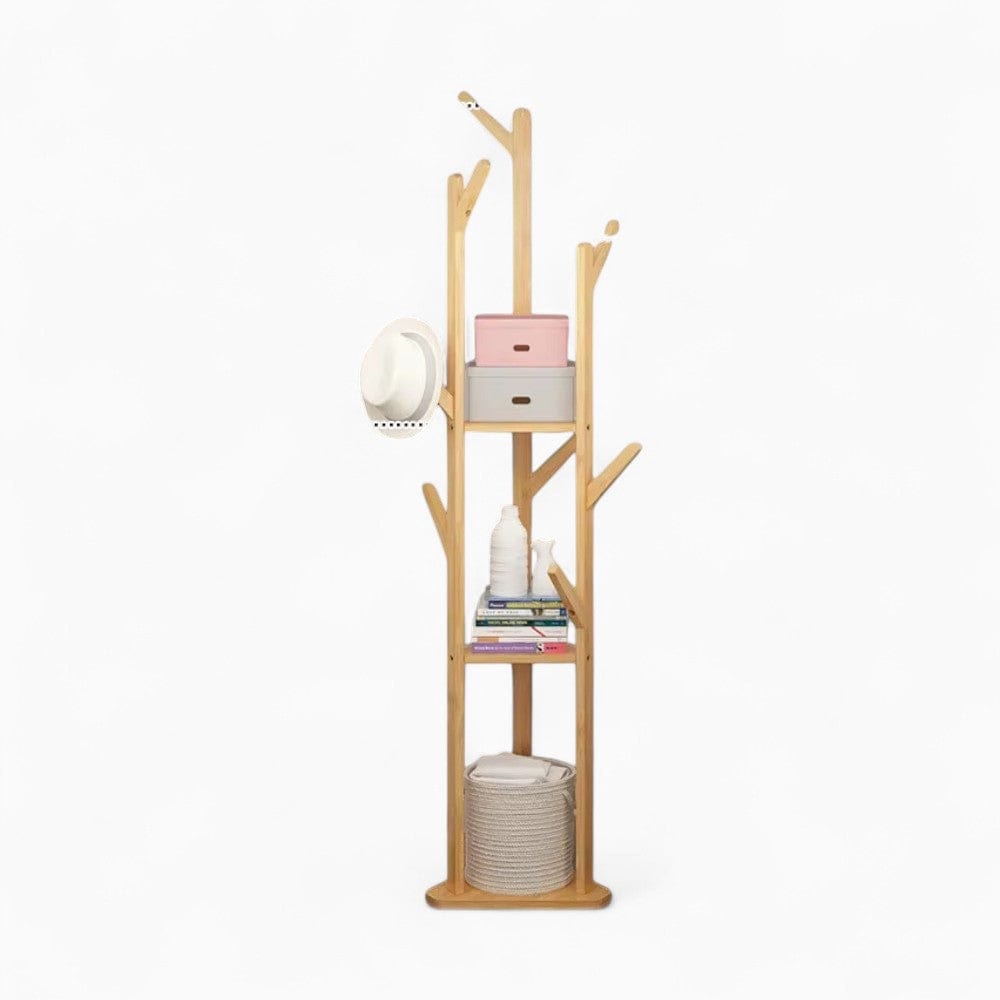 My Store Beige Porte Manteau sur Pied Entrée bois claire