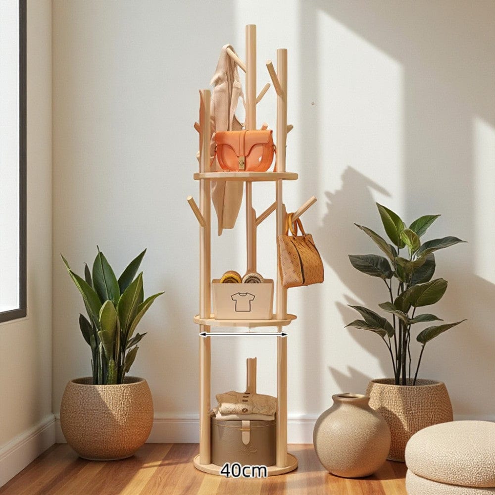 My Store Beige Porte Manteau sur Pied Entrée Grande Branche bois claire