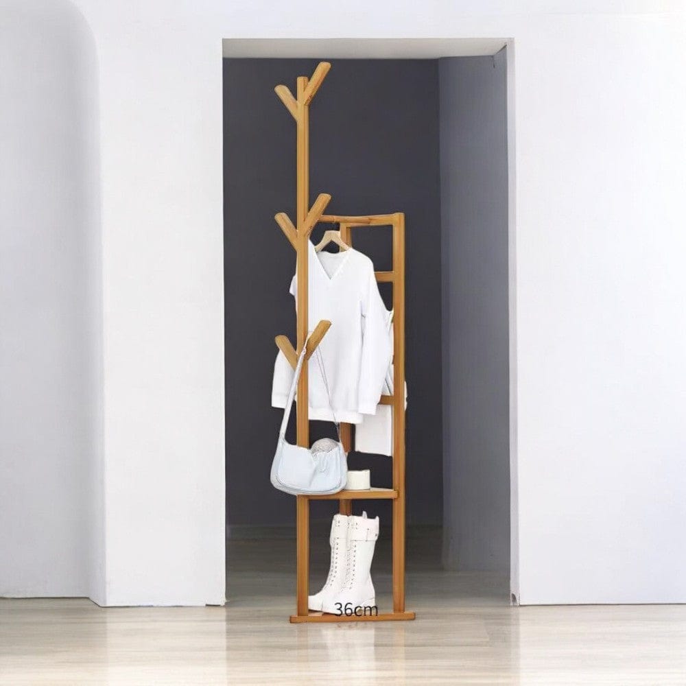 My Store Beige Porte Manteau sur Pied Multifonction bois claire