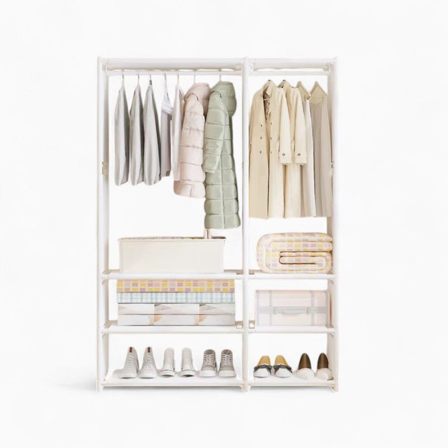 My Store Blanc Porte Manteau Meuble Chaussure Double Etagere Fermé blanc