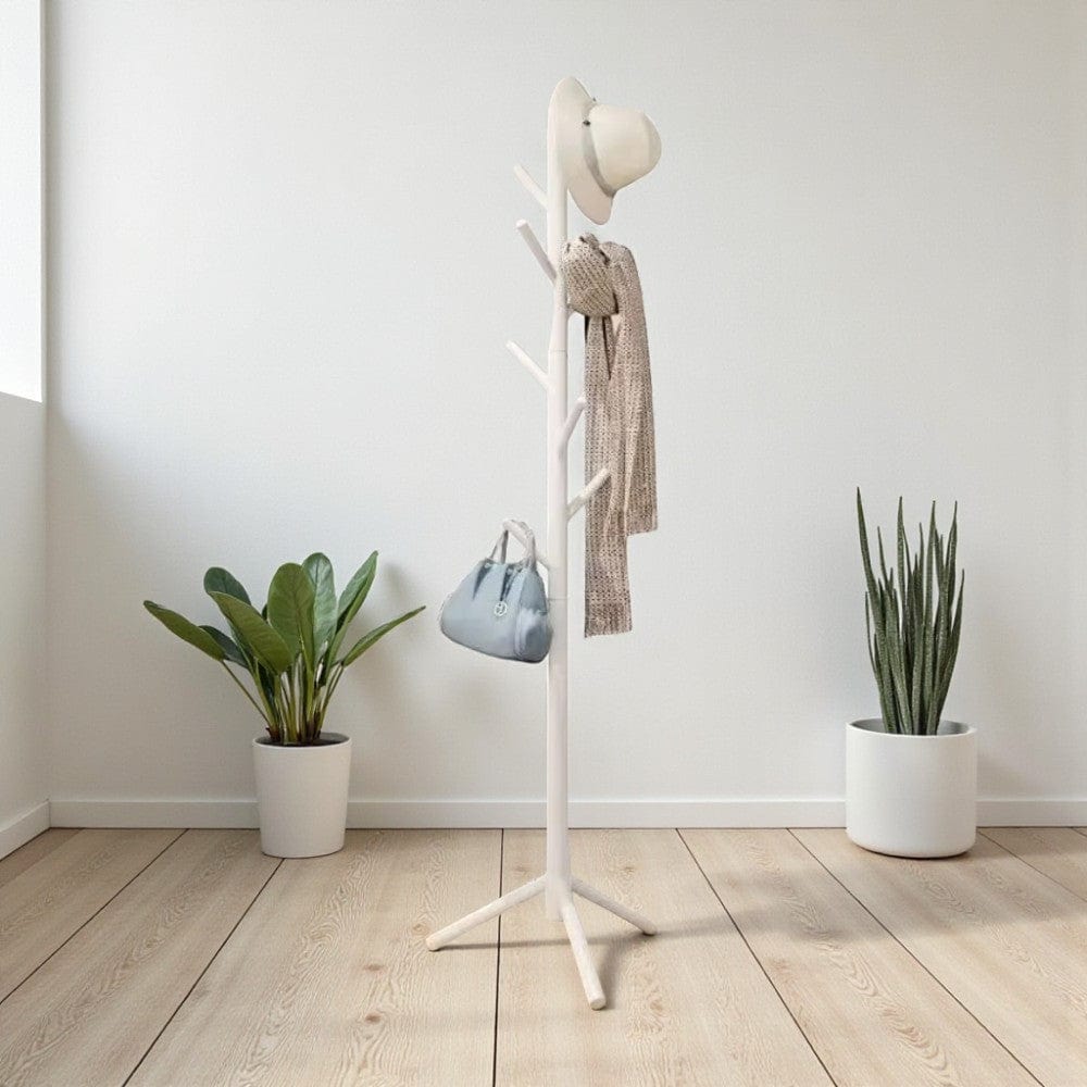 My Store Blanc Porte Manteau sur Pied Arbre 12 Crochets Base Croisée blanc