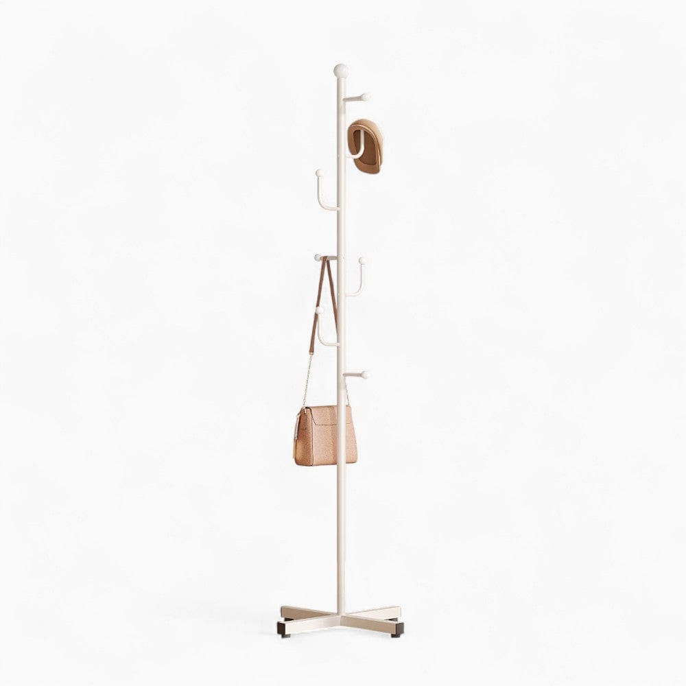My Store Blanc Porte Manteau sur Pied Branche Champignon Base Croisée blanc