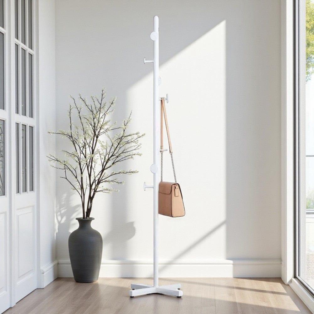 My Store Blanc Porte Manteau sur Pied Champignon Base croisée Blanc