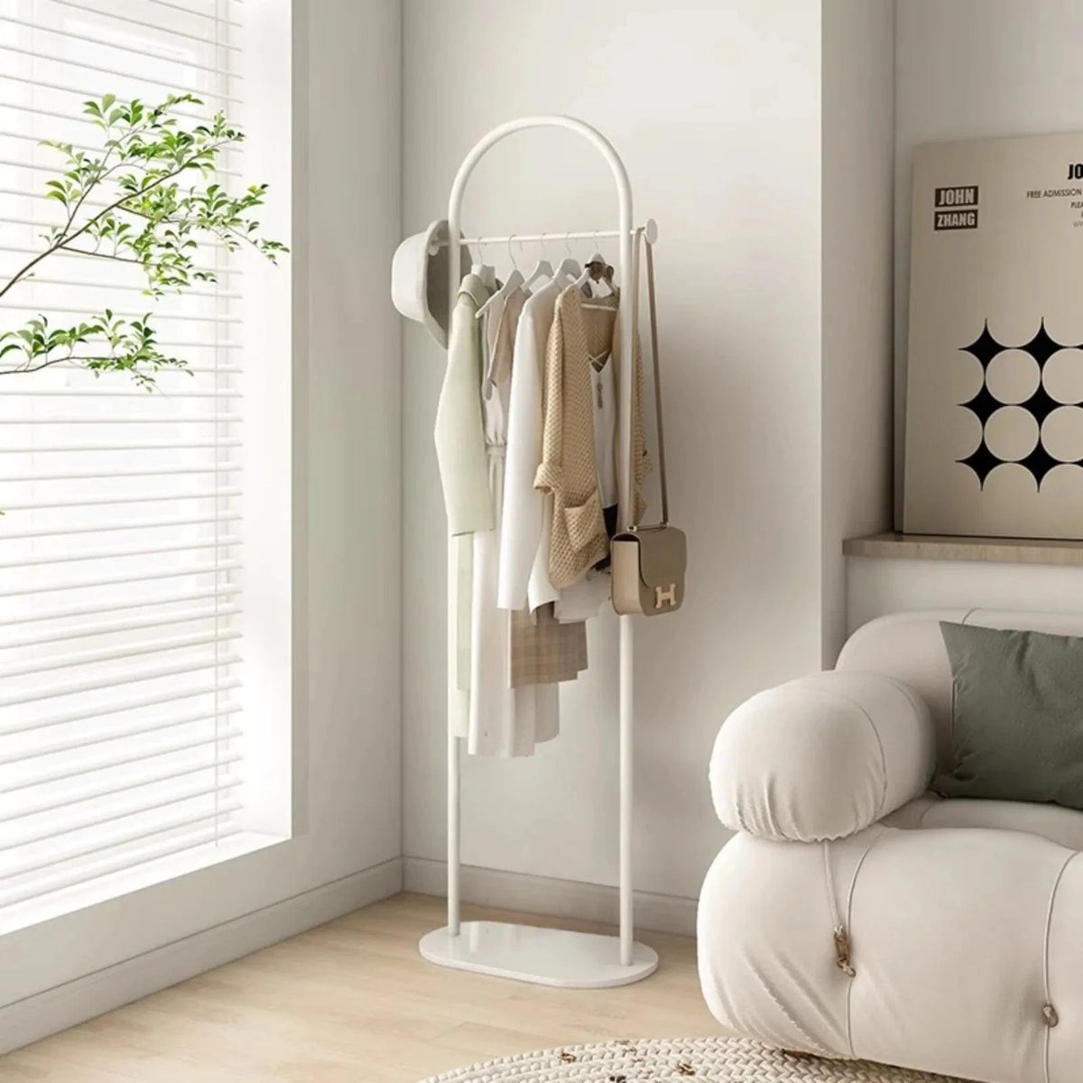 My Store Blanc Porte Manteau sur Pied Courbé blanc
