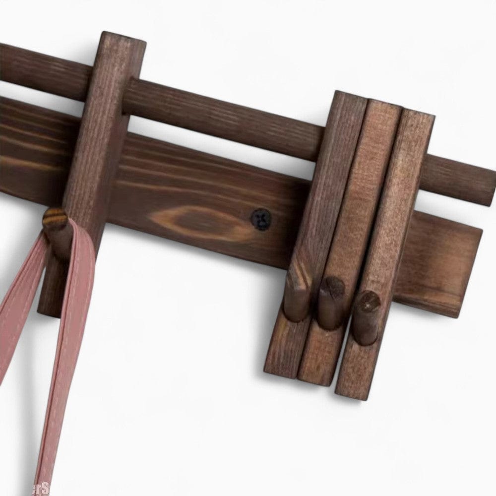 My Store Marron Porte Manteau bois Mural 6 petites barres