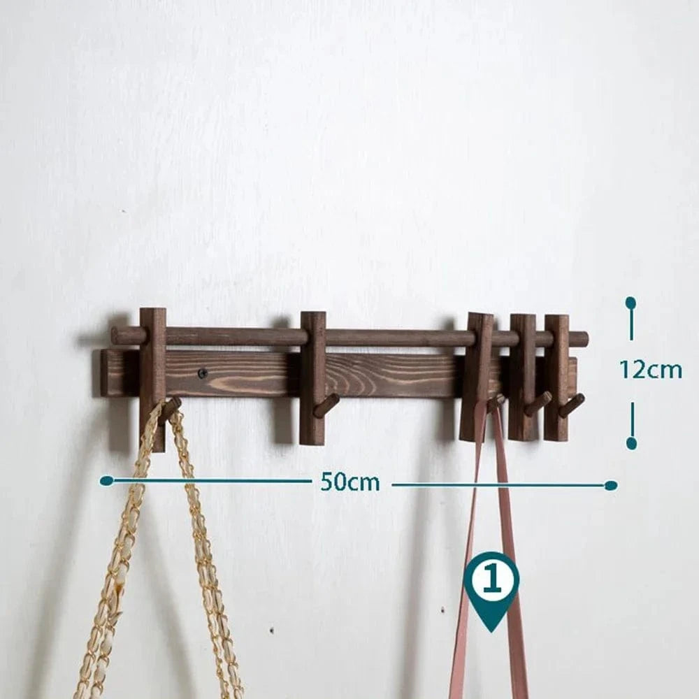 My Store Marron Porte Manteau bois Mural 6 petites barres