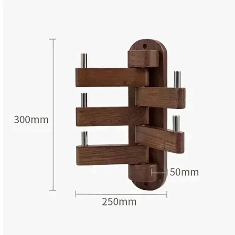 My Store Marron Porte Manteau bois Mural Pivotant bois foncé