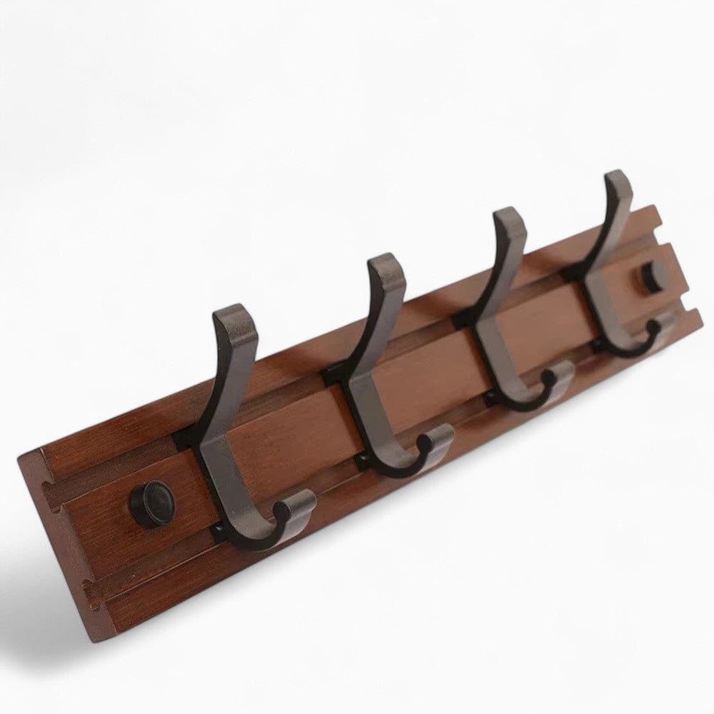 My Store Marron Porte Manteau Mural Bois foncé 4 Crochets