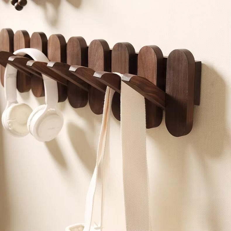 My Store Marron Porte Manteau Mural Design arrondi bois foncé