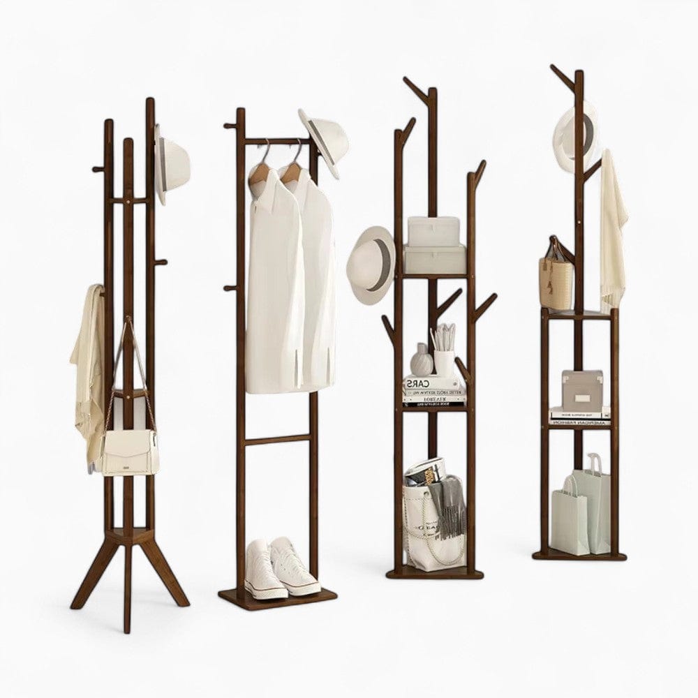My Store Marron Porte Manteau sur Pied 2 Pied bois foncé