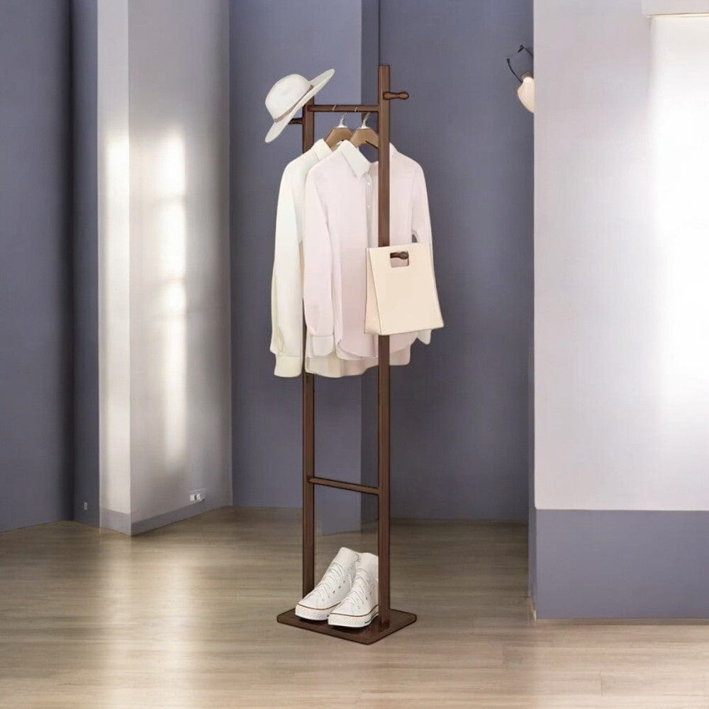 My Store Marron Porte Manteau sur Pied 2 Pied bois foncé