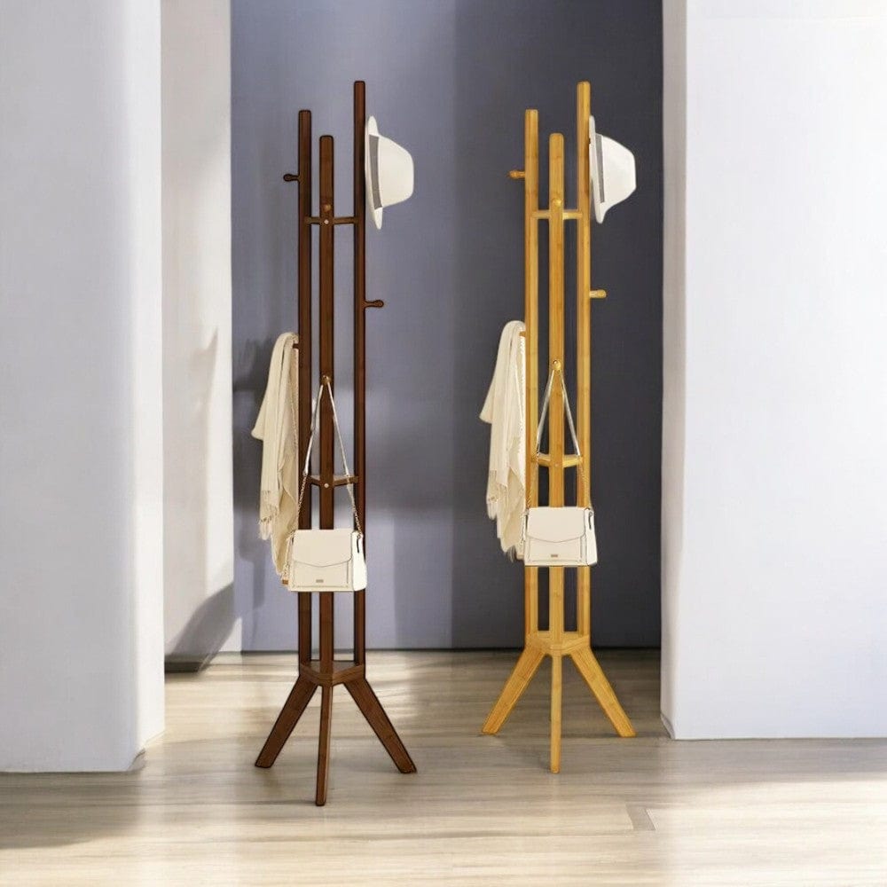 My Store Marron Porte Manteau sur Pied 3 Pied bois foncé