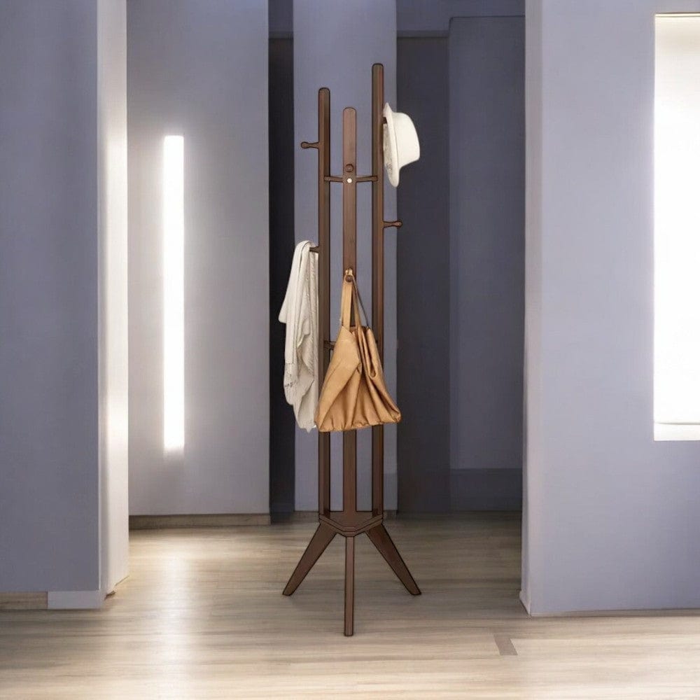 My Store Marron Porte Manteau sur Pied 3 Pied bois foncé