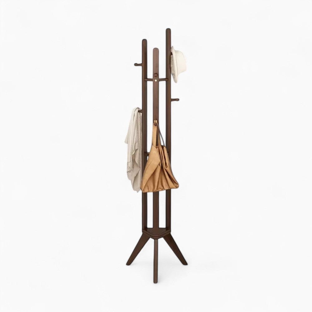 My Store Marron Porte Manteau sur Pied 3 Pied bois foncé