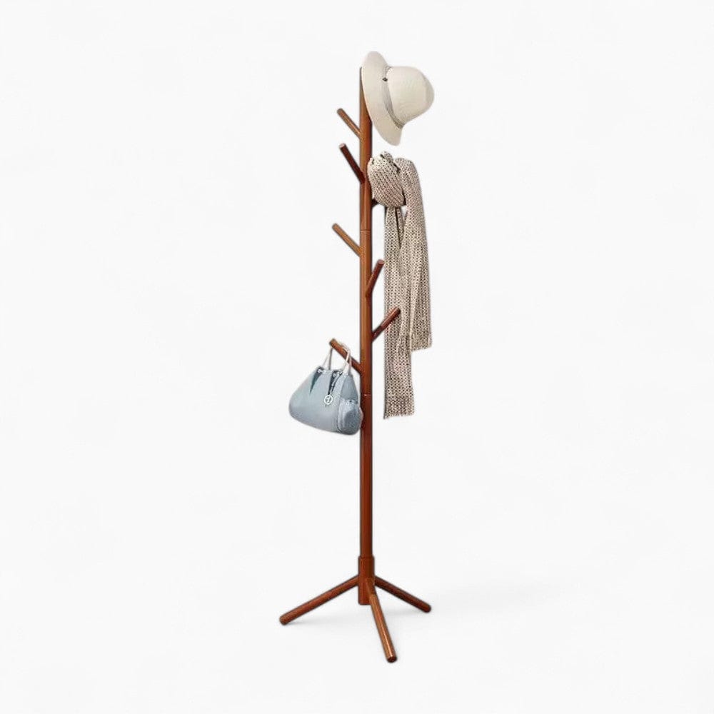 My Store Marron Porte Manteau sur Pied Arbre 12 Crochets Base Croisée bois foncé