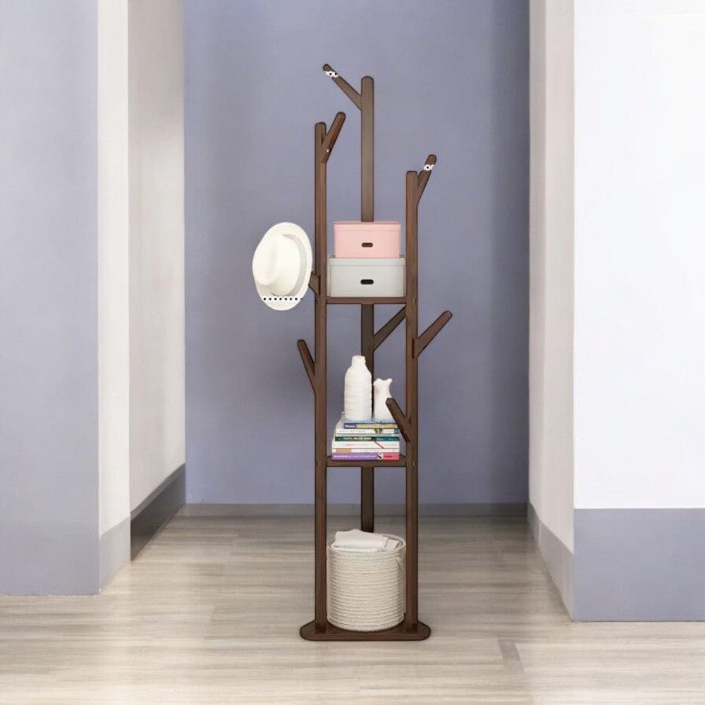 My Store Marron Porte Manteau sur Pied Entrée bois foncé