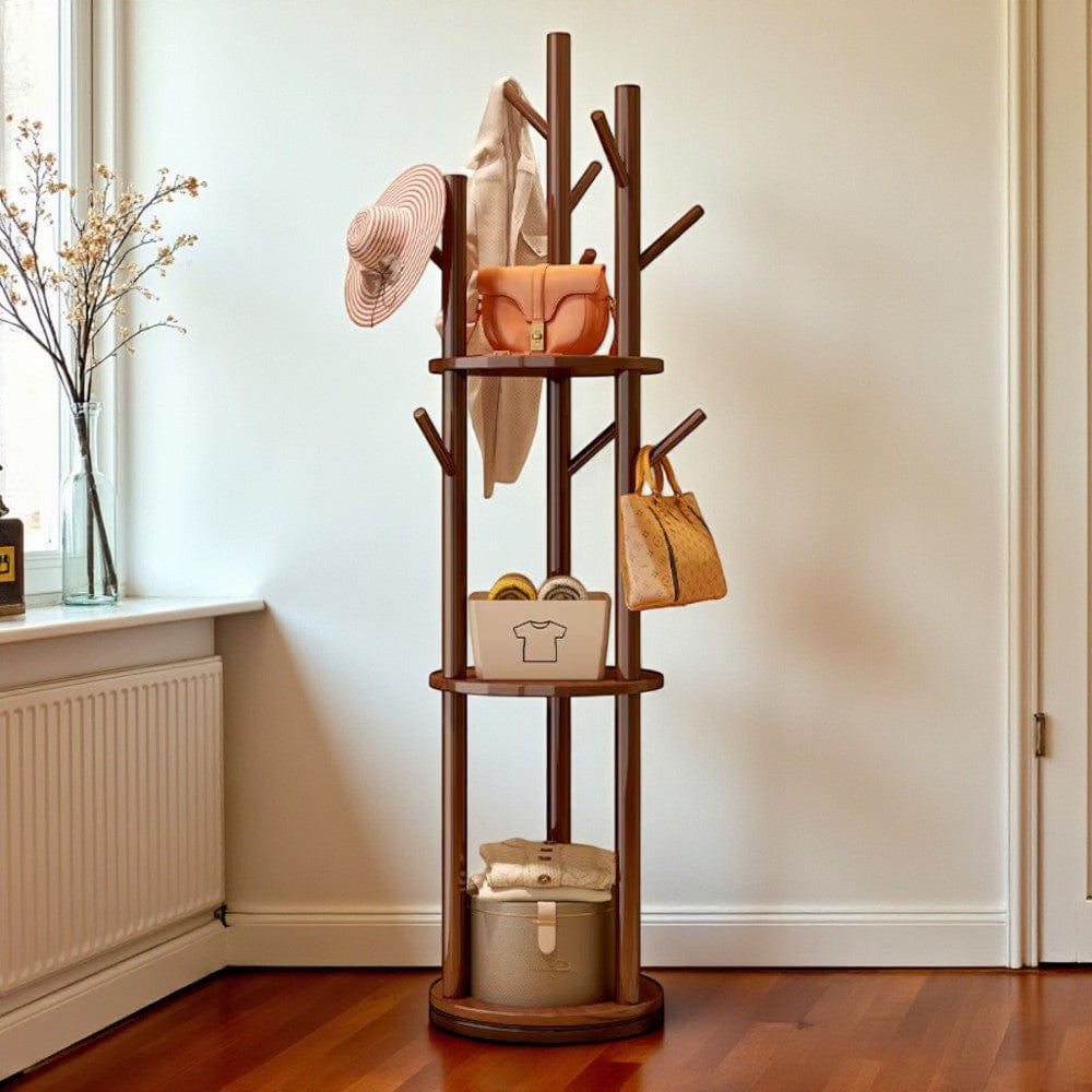 My Store Marron Porte Manteau sur Pied Entrée Grande Branche bois foncé