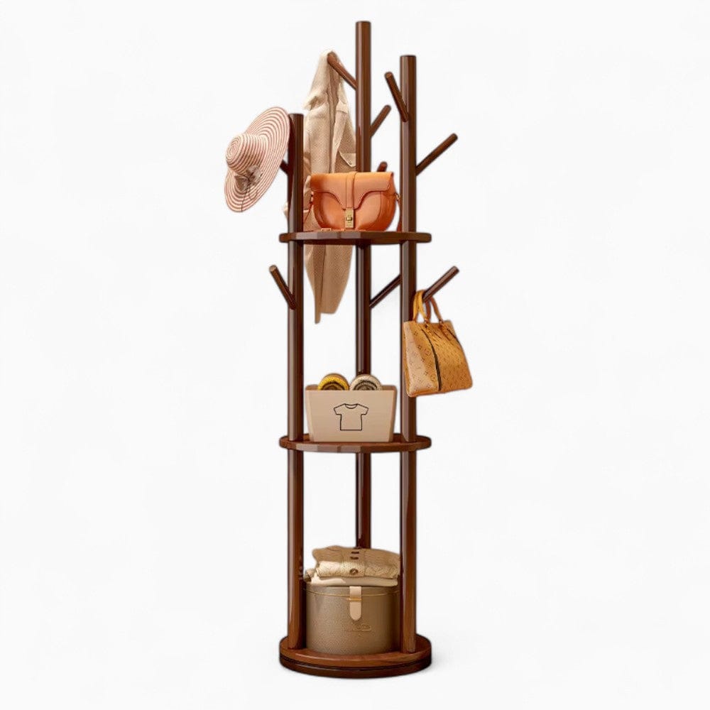 My Store Marron Porte Manteau sur Pied Entrée Grande Branche bois foncé