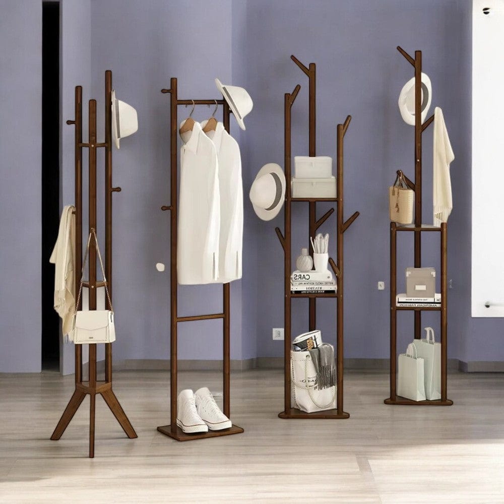 My Store Marron Porte Manteau sur Pied Multifonction bois foncé