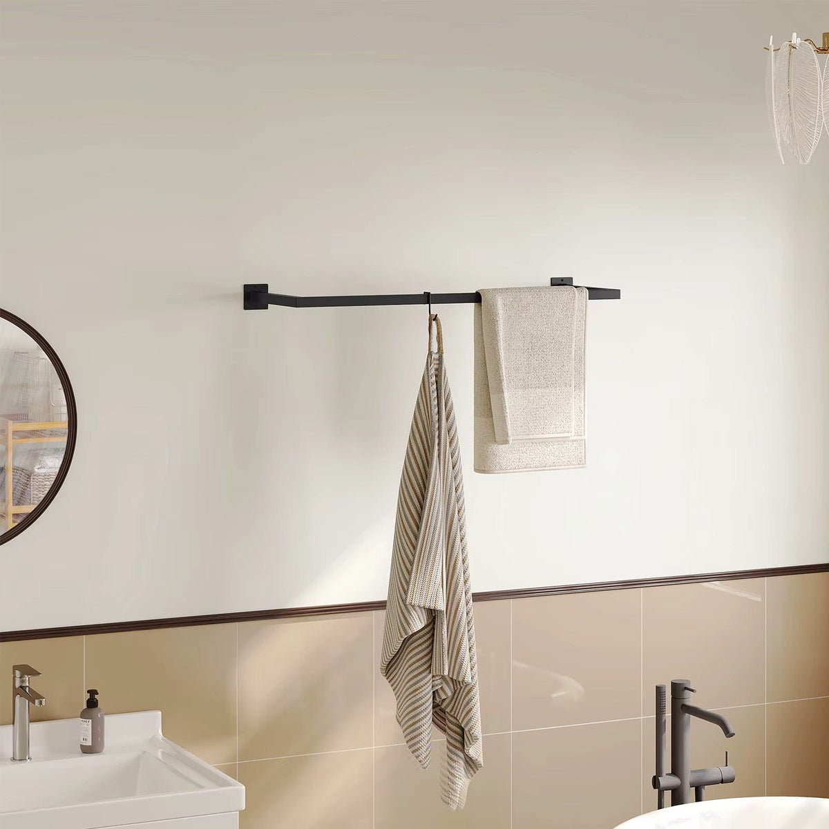 My Store Noir Barre Porte Manteau Mural