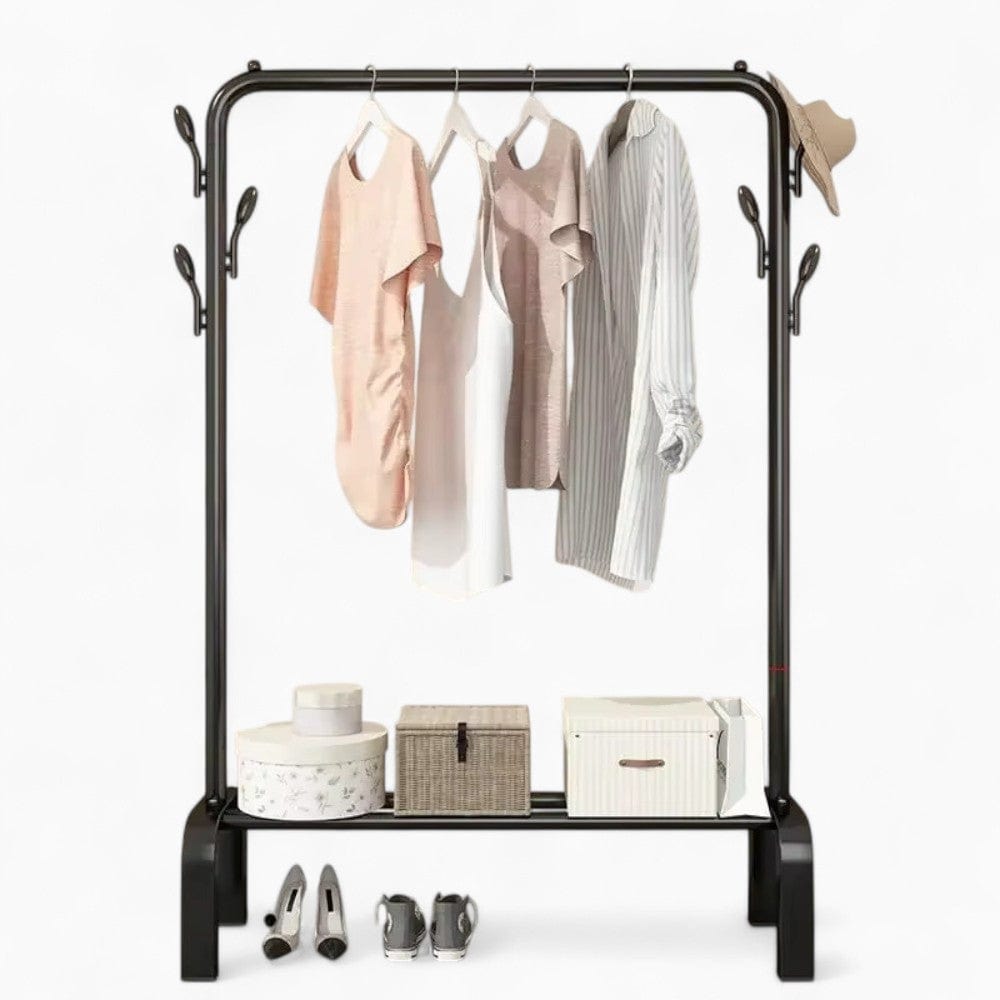 My Store Noir Porte Manteau Meuble Chaussure Barre Dressing Ronde noir