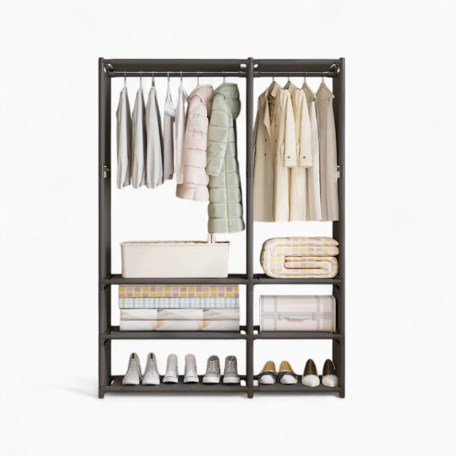 My Store Noir Porte Manteau Meuble Chaussure Double Etagere Fermé noir