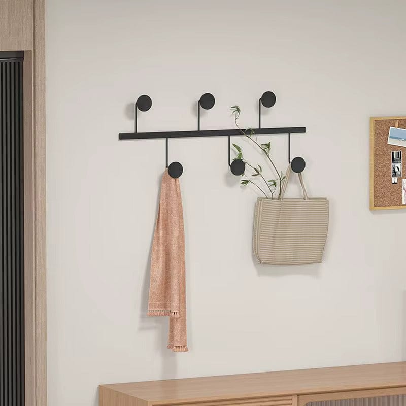 My Store Noir Porte Manteau Mural 4 Crochets rond noir