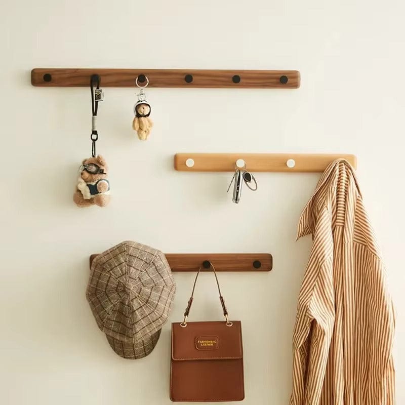 My Store Noir Porte Manteau Mural Entrée bois Crochet noir