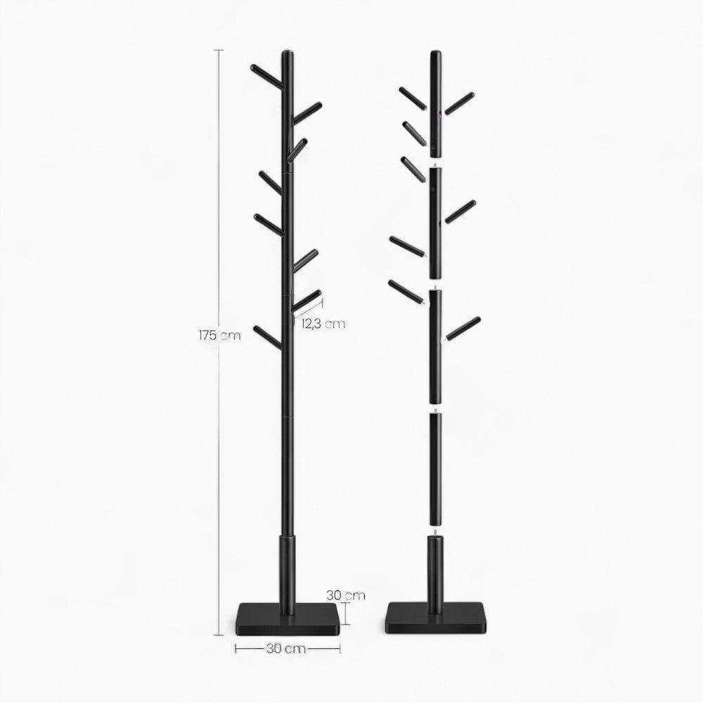 My Store Noir Porte Manteau sur Pied Arbre 8 Crochets bois noir