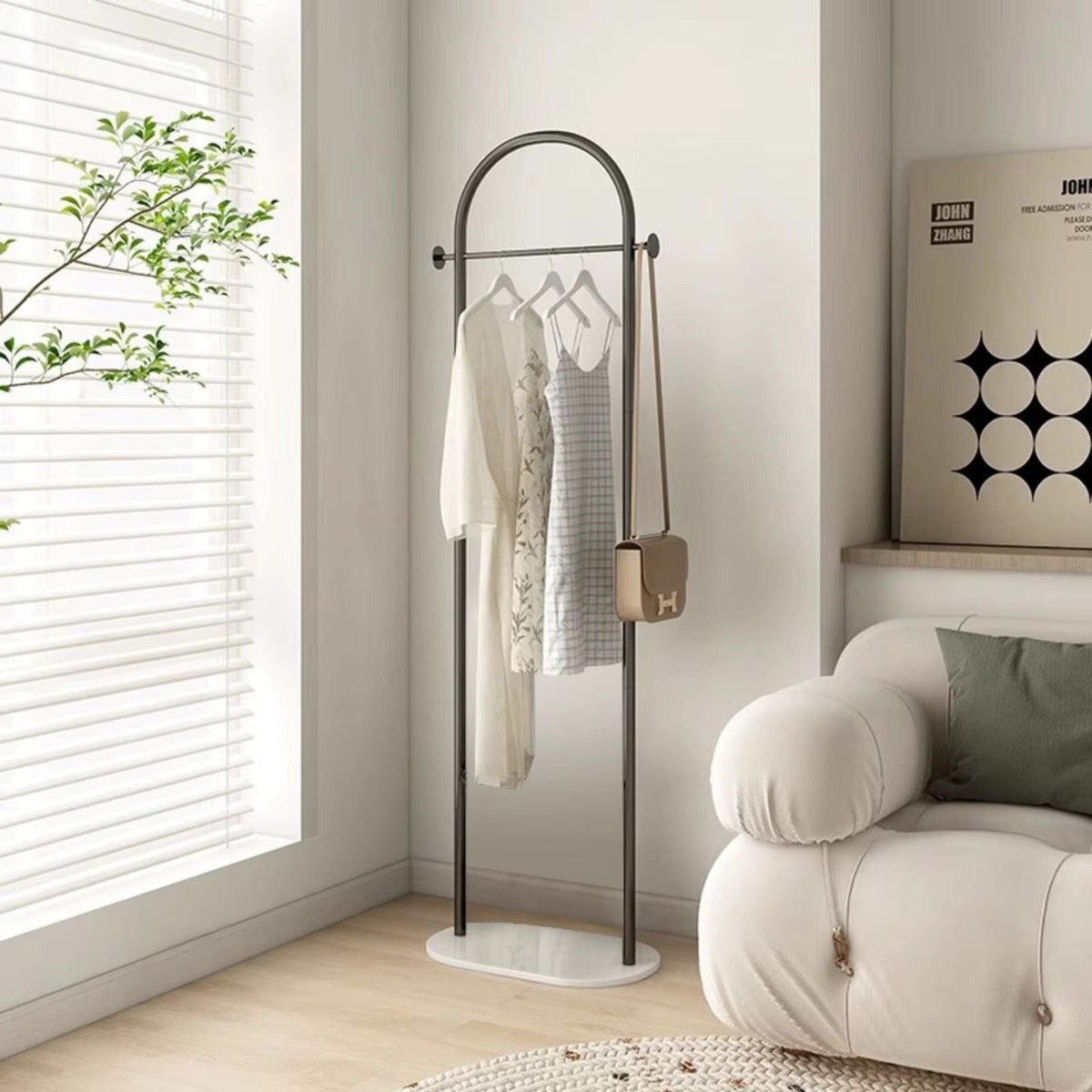 My Store Noir Porte Manteau sur Pied Courbé noir