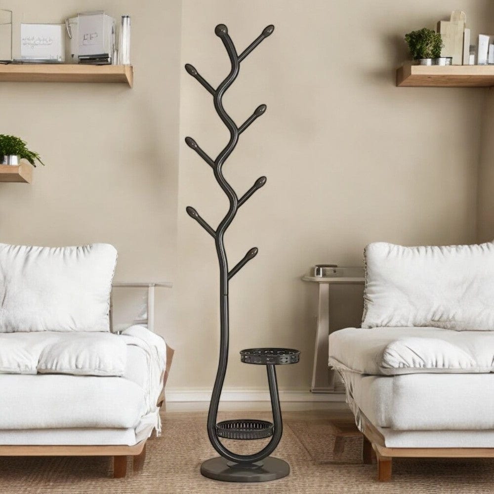 My Store Noir Porte Manteau sur Pied Rangement bas noir