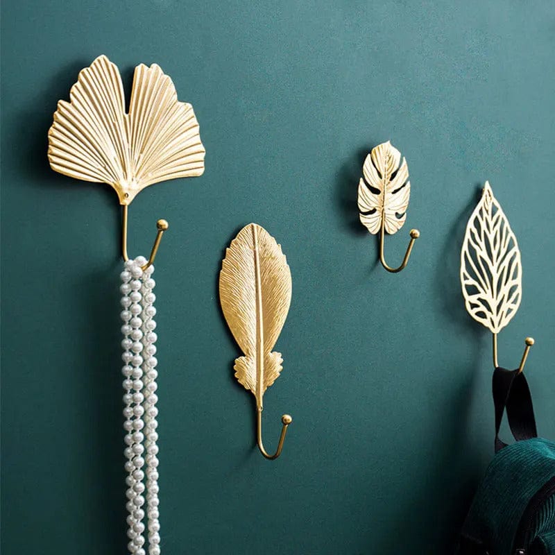My Store Or Porte Manteau Patere - Feuille dorée