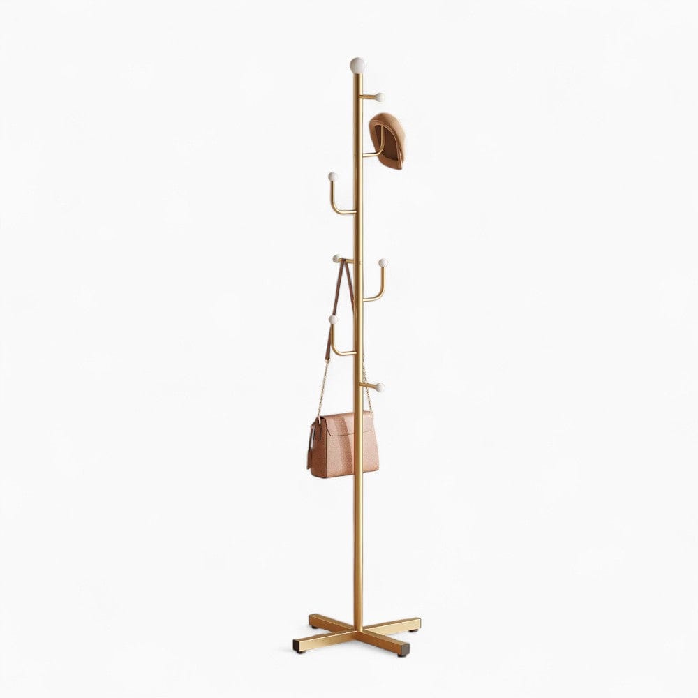 My Store Or Porte Manteau sur Pied Branche Champignon Base Croisée dorée