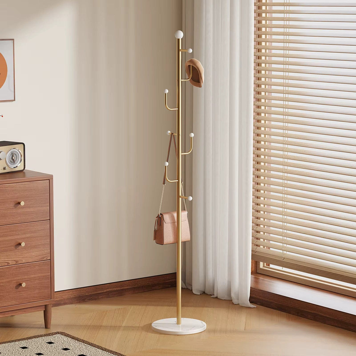 My Store Or Porte Manteau sur Pied Branche Champignon Dorée