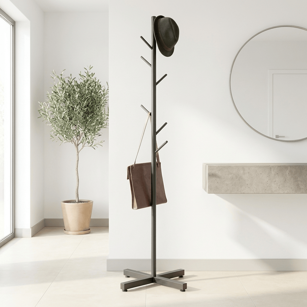 Porte Manteau Arbre sur Pied Base croisée Noir Image
