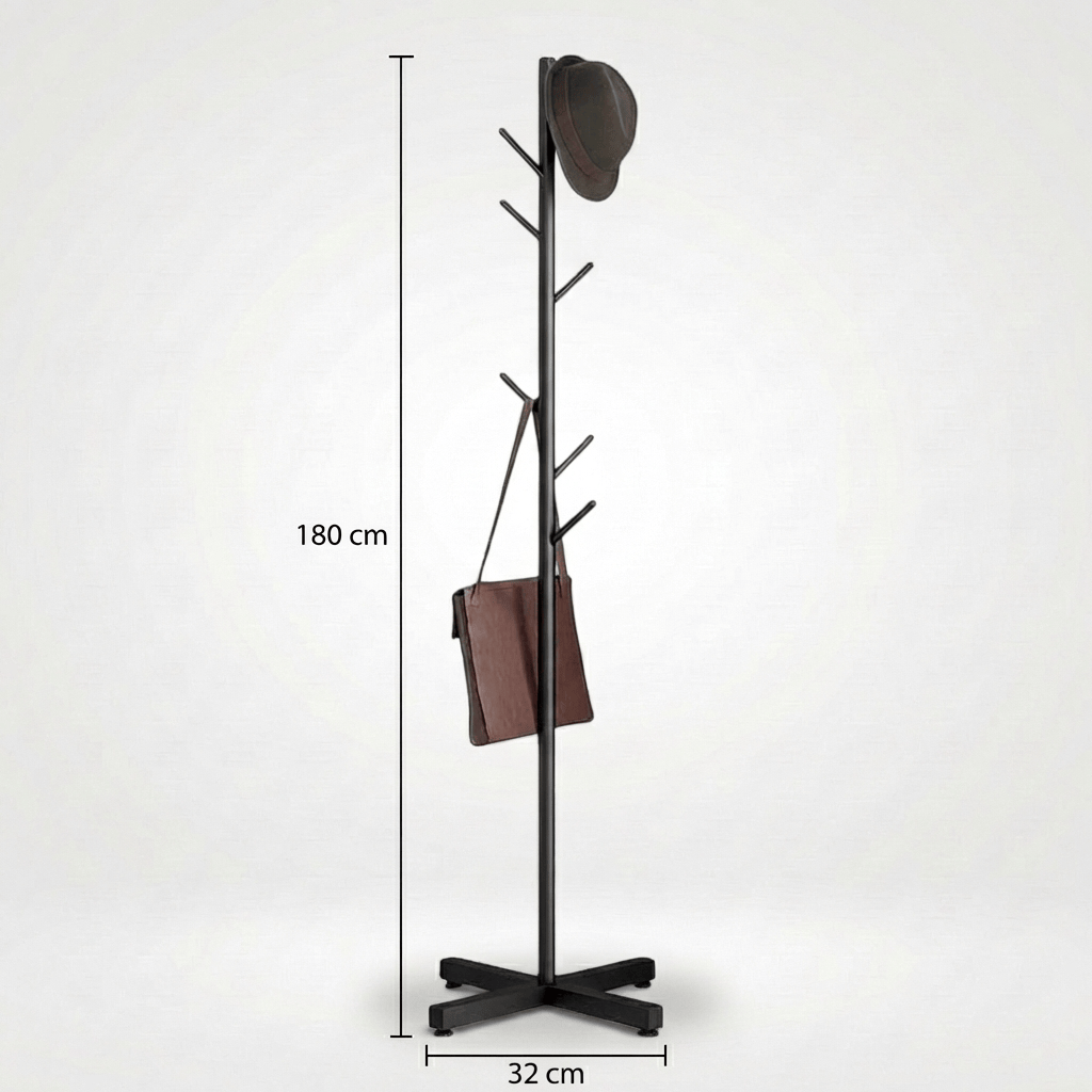 Porte Manteau Arbre sur Pied Base croisée Noir