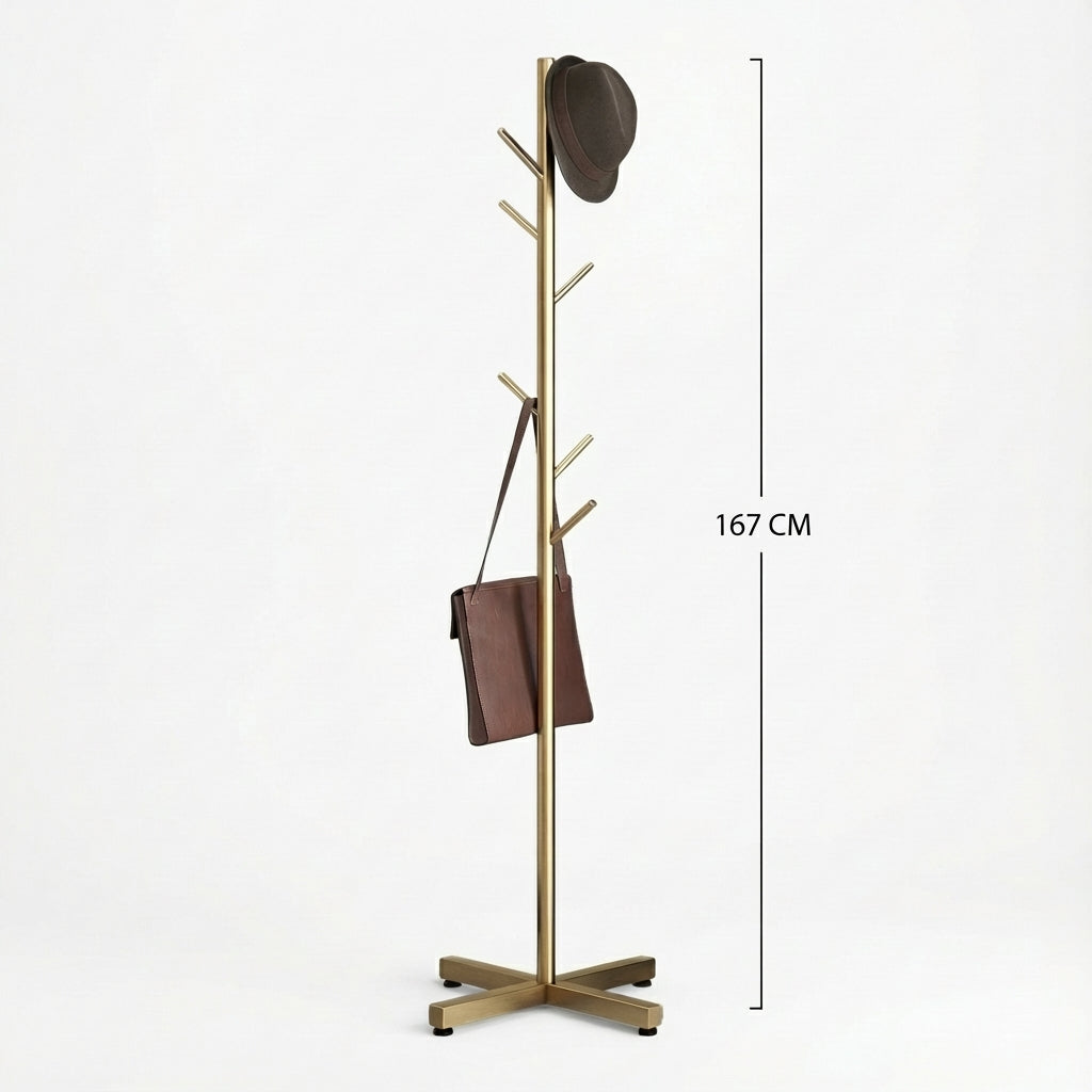 Porte Manteau Arbre sur Pied Base croisée Or