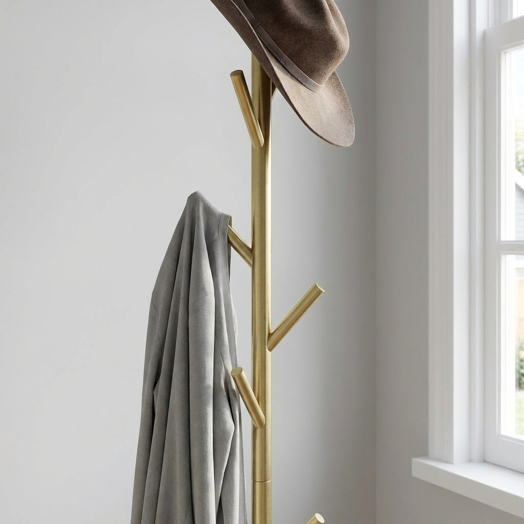 Porte Manteau Arbre sur Pied Or/blanc